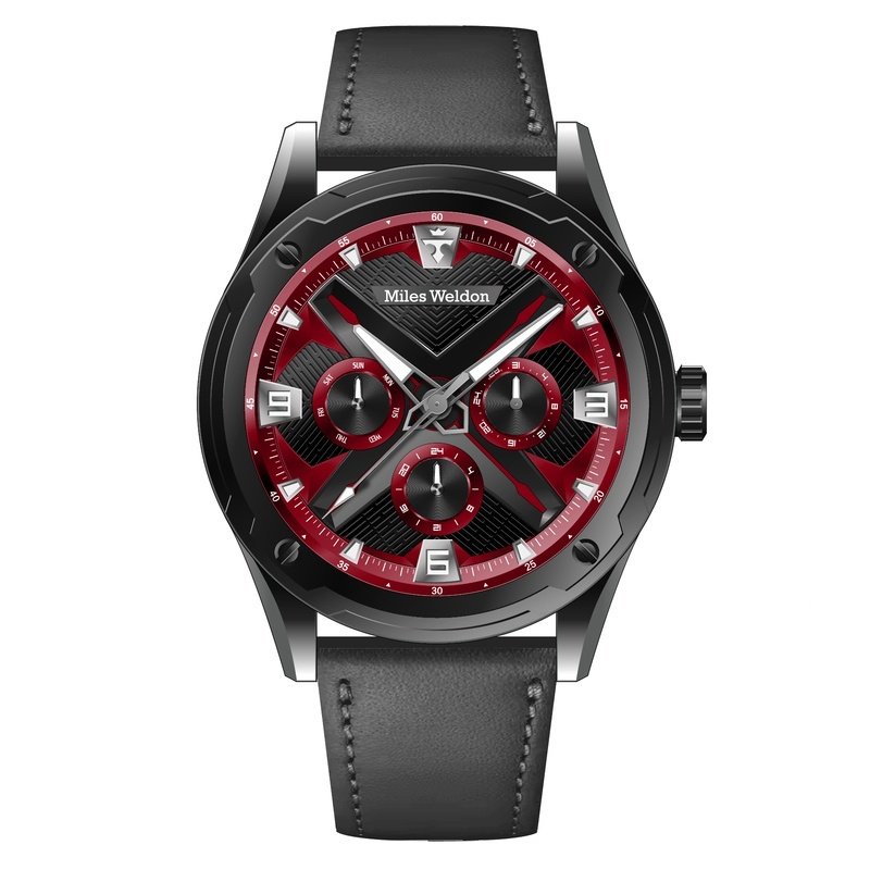 Men's Black Watch With Leather Strap